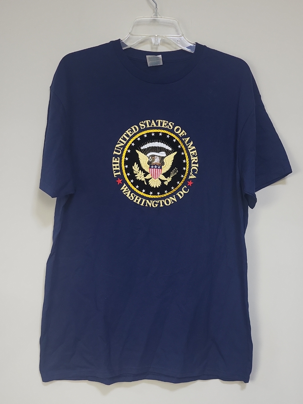 DELTA Blue Cotton Presidential Seal Washington DC Short Sleeve Tee Shirt